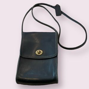 Coach Vintage Leather Shoulder Cross Body Bag One Size Black